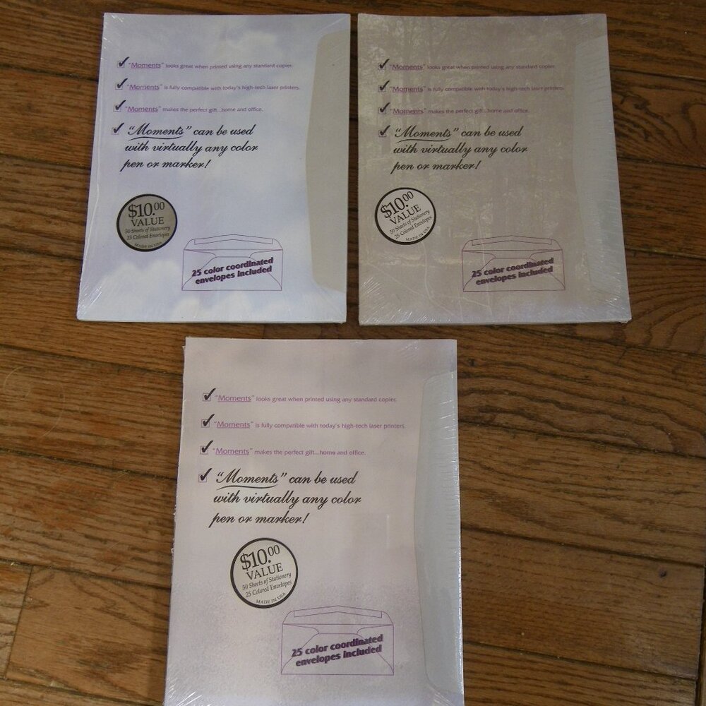 3 Pack Moments Colored Stationary w/ Envelopes - 150 Sheets & 50 Envelopes